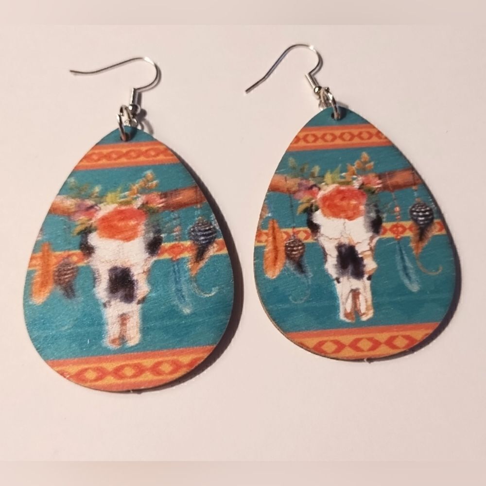 Women's dangle earrings‎ Western wooden new d77